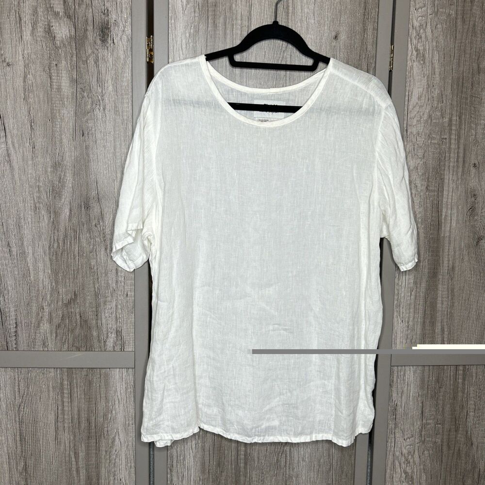 Flax Linen Top Short Sleeves White Boho Lagenlook